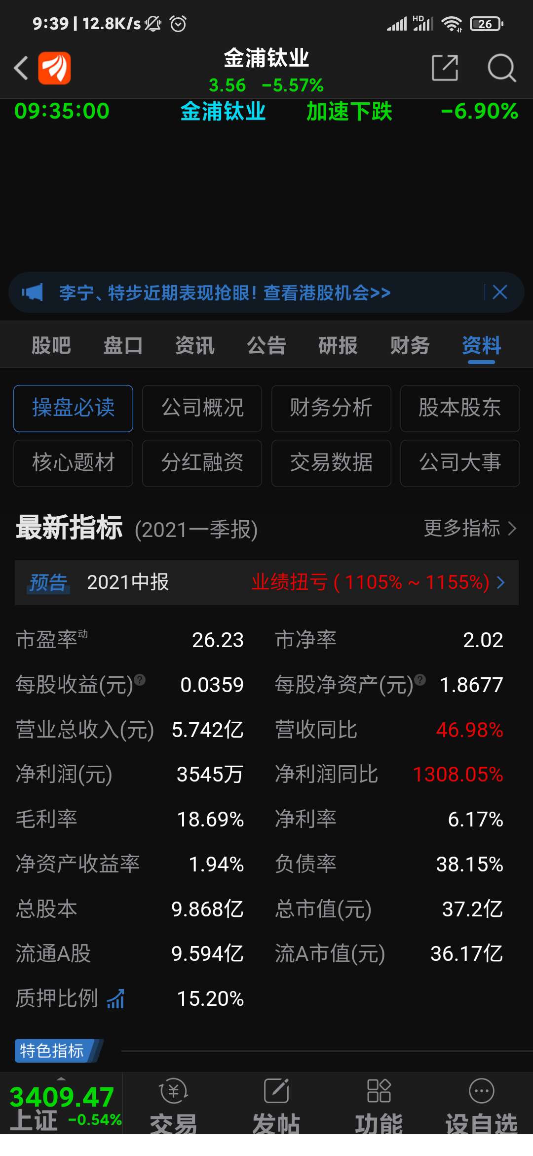 金浦钛业股票最新动态更新,最新消息汇总